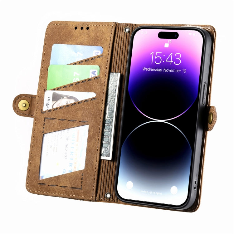 Geometric Zipper Wallet Side Buckle Leather Phone Case, Series 3