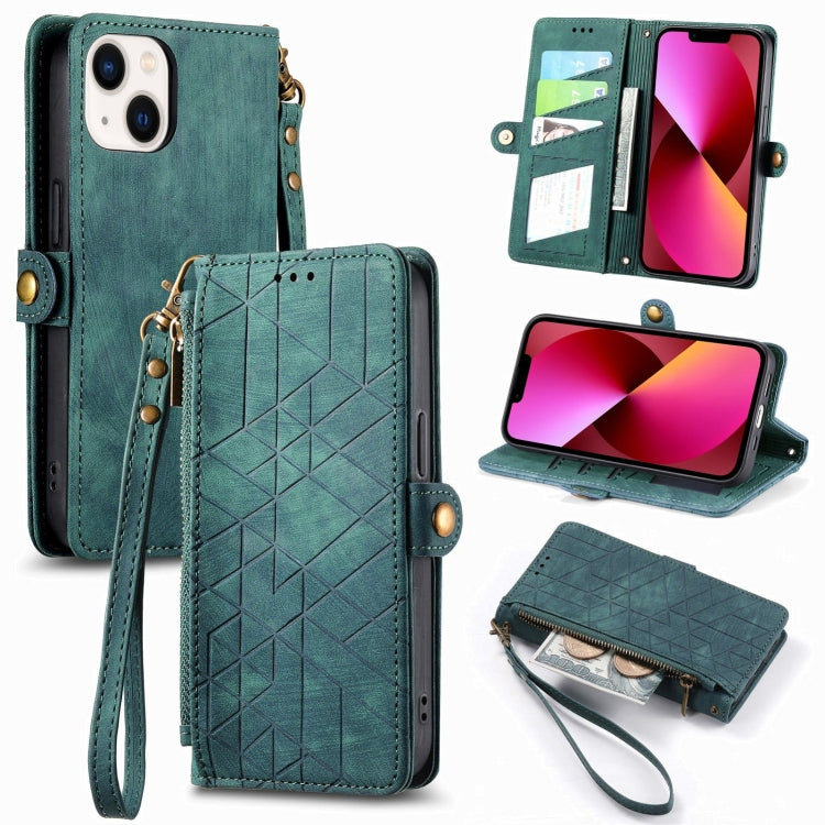 Geometric Zipper Wallet Side Buckle Leather Phone Case, Series 5