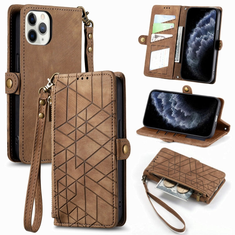 Geometric Zipper Wallet Side Buckle Leather Phone Case, Series 4