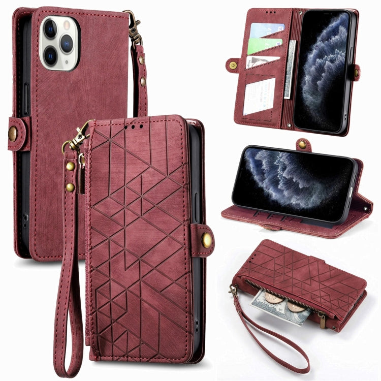 Geometric Zipper Wallet Side Buckle Leather Phone Case, Series 4