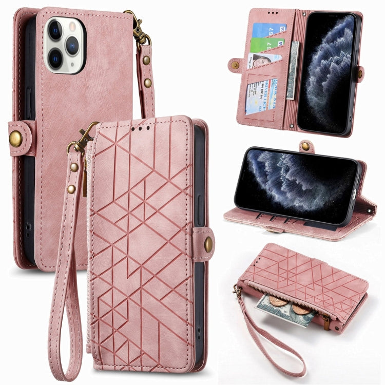 Geometric Zipper Wallet Side Buckle Leather Phone Case, Series 4