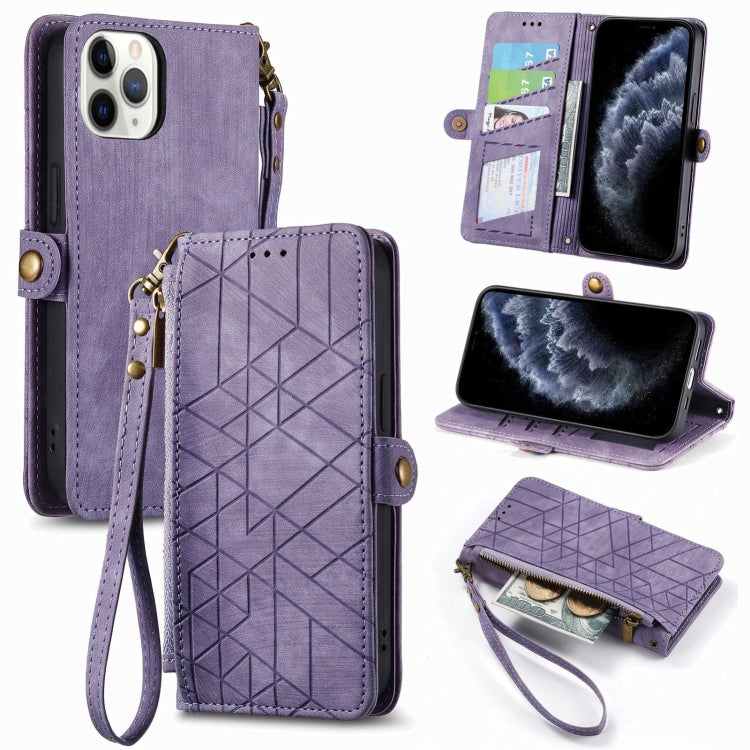 Geometric Zipper Wallet Side Buckle Leather Phone Case, Series 4