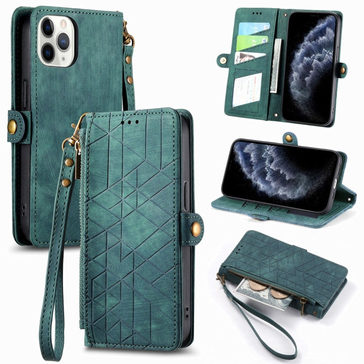 Geometric Zipper Wallet Side Buckle Leather Phone Case, Series 4