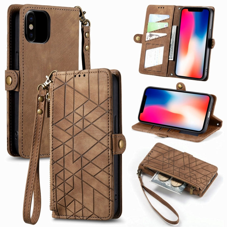 Geometric Zipper Wallet Side Buckle Leather Phone Case, Series 2