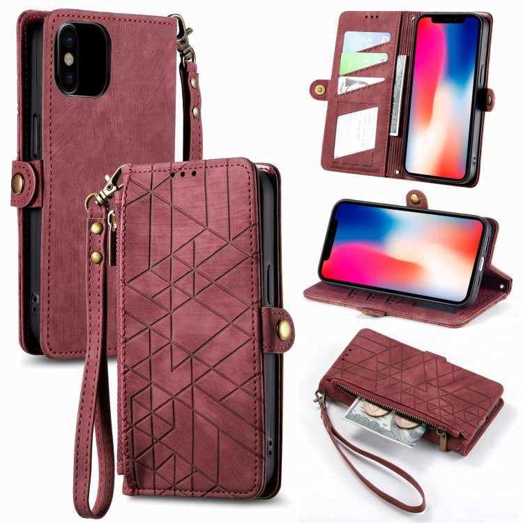 Geometric Zipper Wallet Side Buckle Leather Phone Case, Series 2