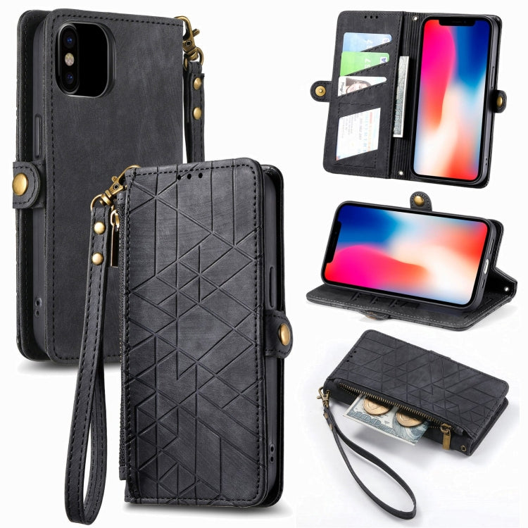 Geometric Zipper Wallet Side Buckle Leather Phone Case, Series 2