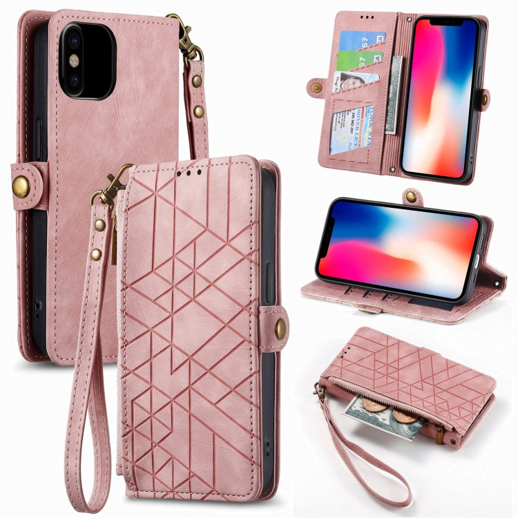 Geometric Zipper Wallet Side Buckle Leather Phone Case, Series 2