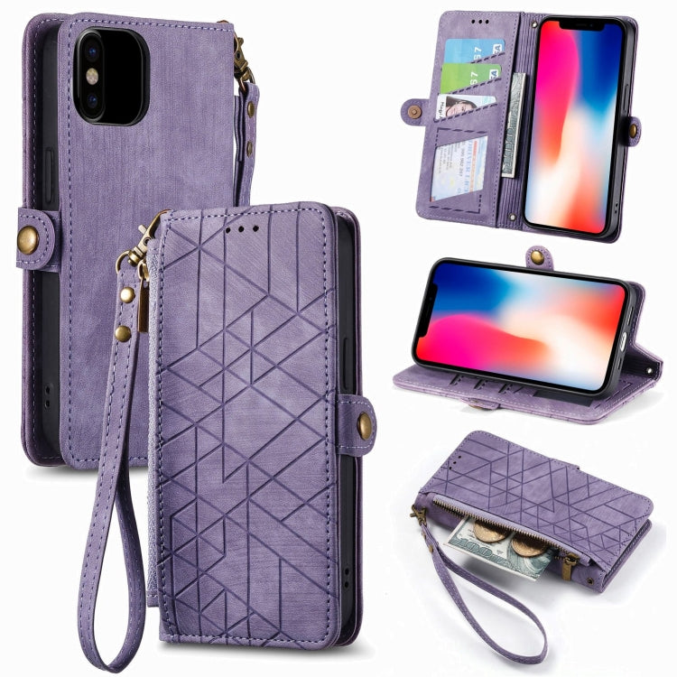 Geometric Zipper Wallet Side Buckle Leather Phone Case, Series 2