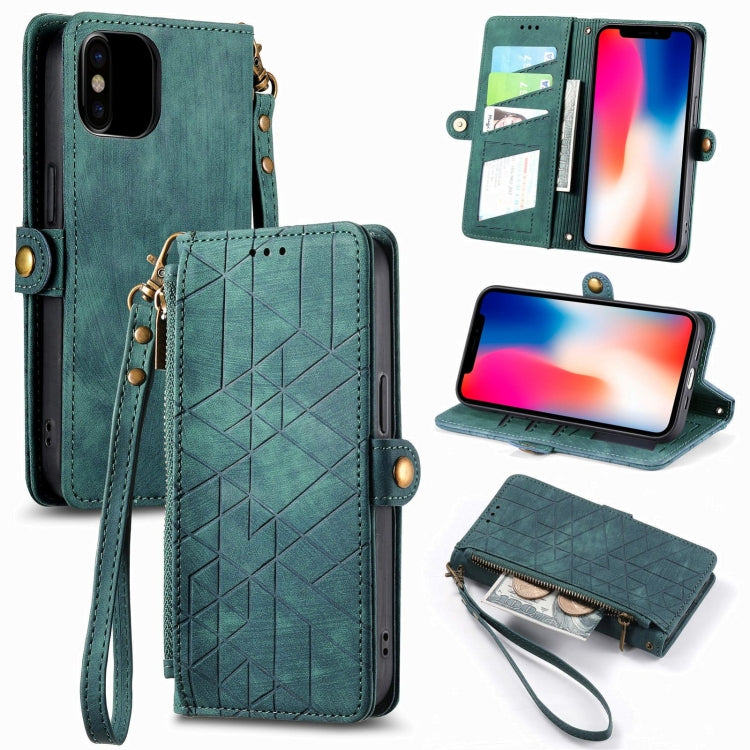 Geometric Zipper Wallet Side Buckle Leather Phone Case, Series 2