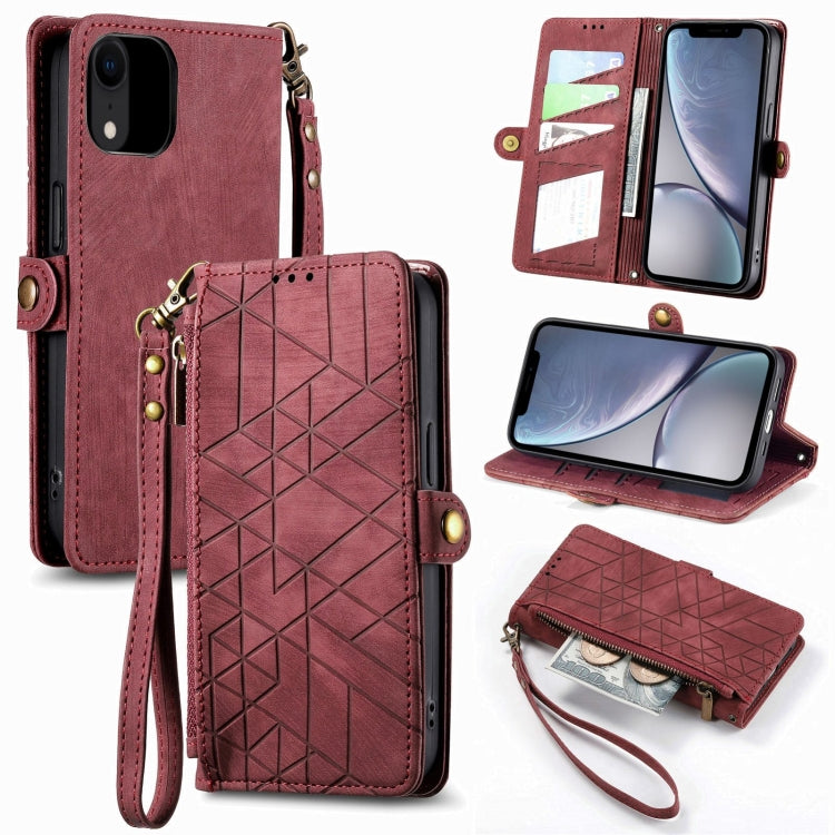 Geometric Zipper Wallet Side Buckle Leather Phone Case, Series 1