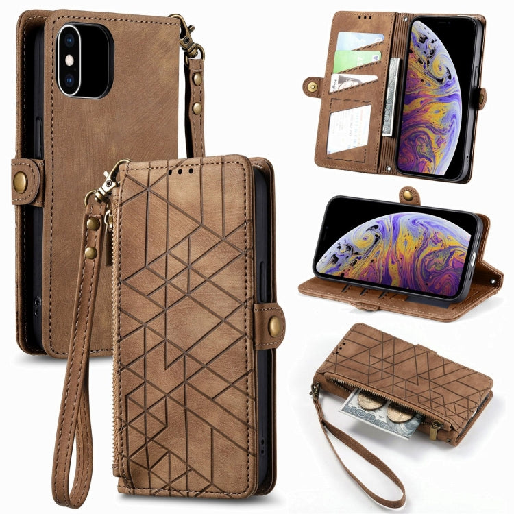 Geometric Zipper Wallet Side Buckle Leather Phone Case, Series 3