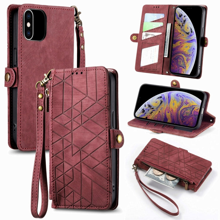 Geometric Zipper Wallet Side Buckle Leather Phone Case, Series 3