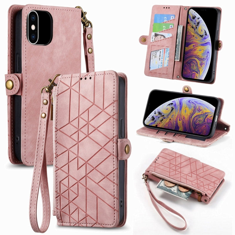 Geometric Zipper Wallet Side Buckle Leather Phone Case, Series 3