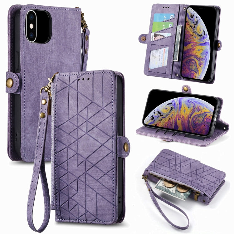 Geometric Zipper Wallet Side Buckle Leather Phone Case, Series 3