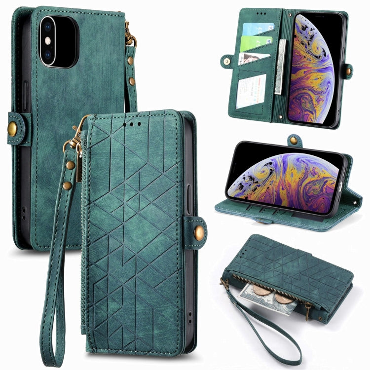 Geometric Zipper Wallet Side Buckle Leather Phone Case, Series 3