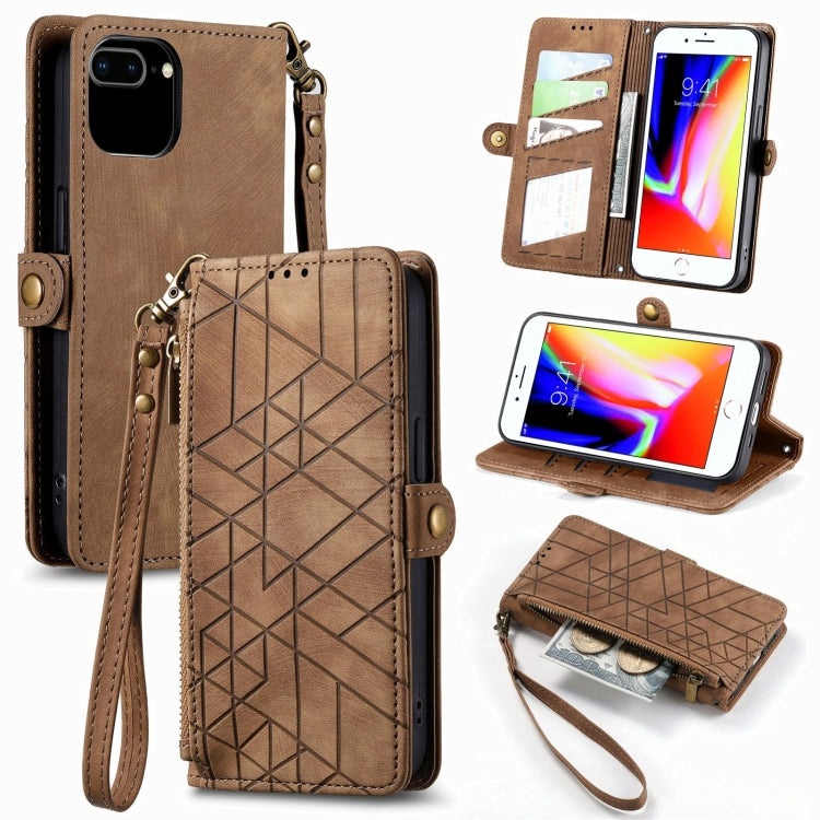 Geometric Zipper Wallet Side Buckle Leather Phone Case, Series 5