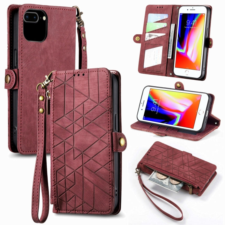 Geometric Zipper Wallet Side Buckle Leather Phone Case, Series 5