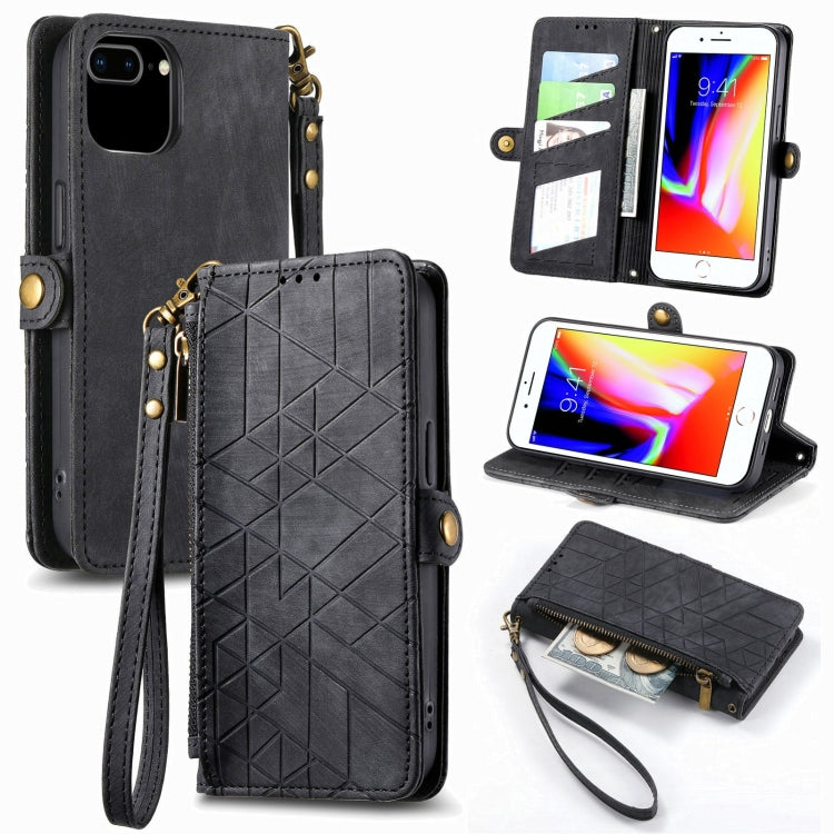 Geometric Zipper Wallet Side Buckle Leather Phone Case, Series 5