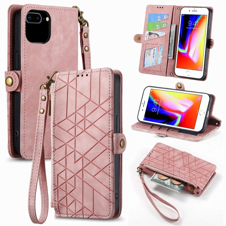 Geometric Zipper Wallet Side Buckle Leather Phone Case, Series 5