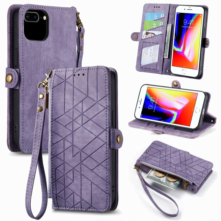 Geometric Zipper Wallet Side Buckle Leather Phone Case, Series 5