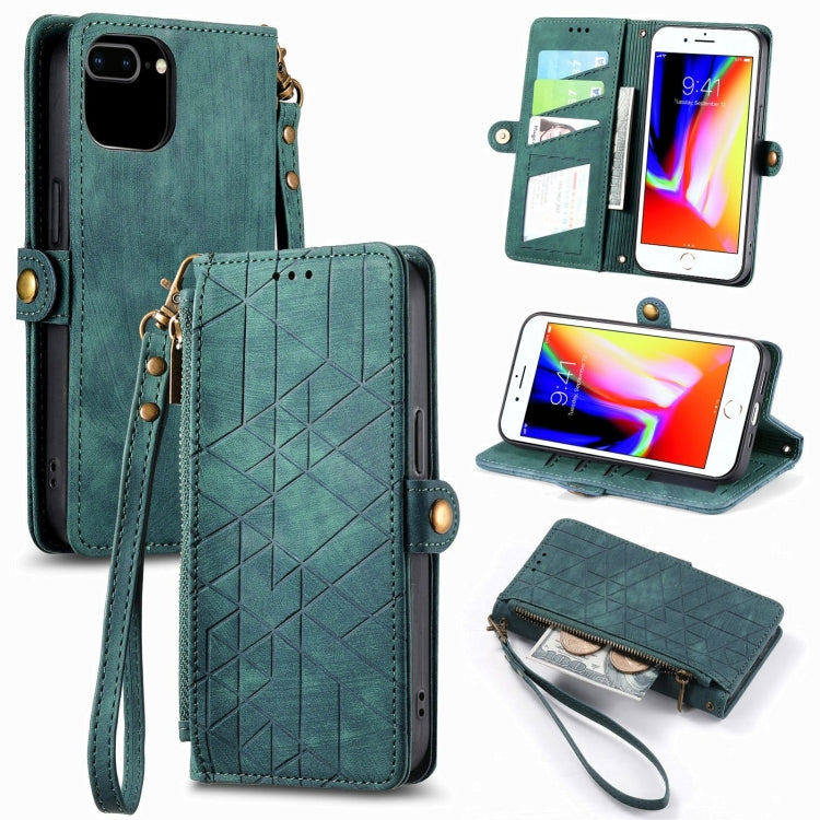 Geometric Zipper Wallet Side Buckle Leather Phone Case, Series 5