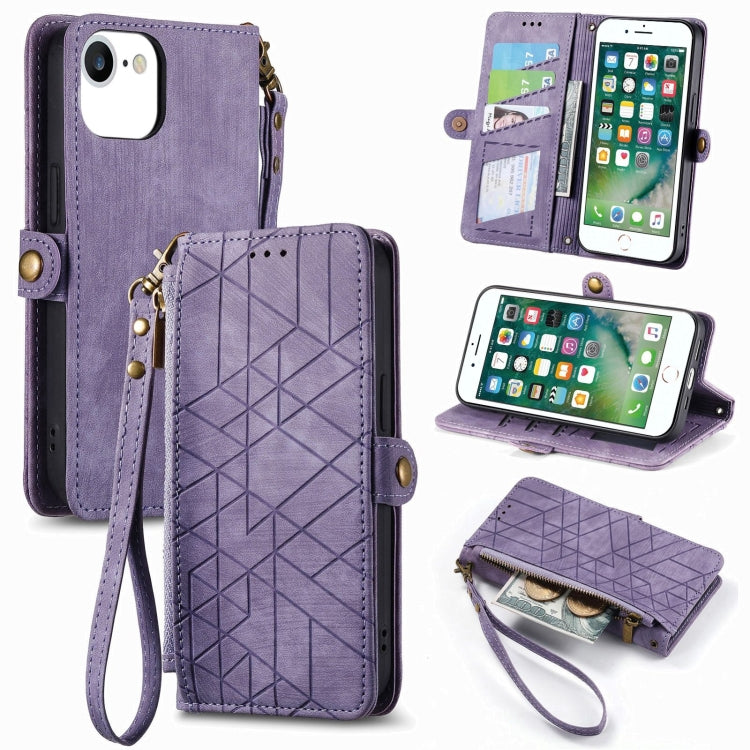 Geometric Zipper Wallet Side Buckle Leather Phone Case, Series 6