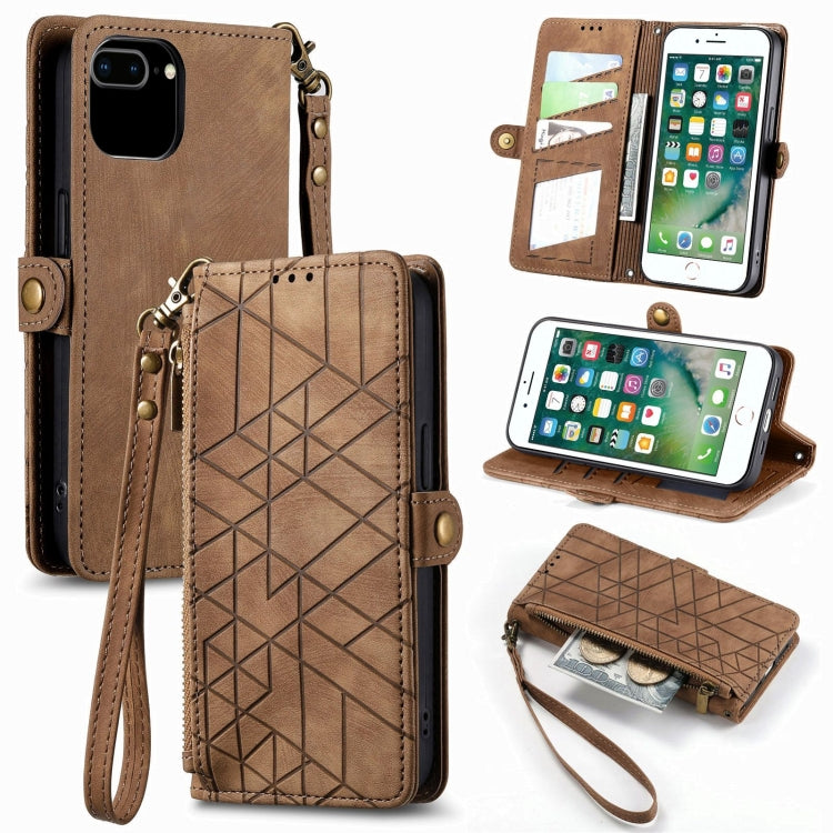 Geometric Zipper Wallet Side Buckle Leather Phone Case, Series 3