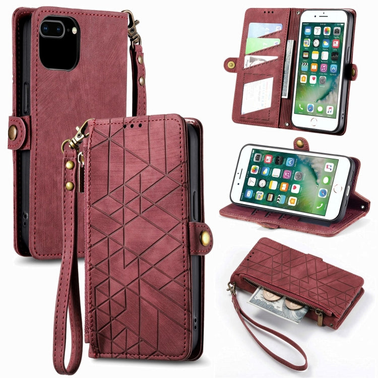 Geometric Zipper Wallet Side Buckle Leather Phone Case, Series 3