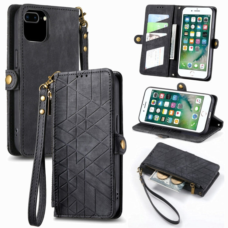 Geometric Zipper Wallet Side Buckle Leather Phone Case, Series 3