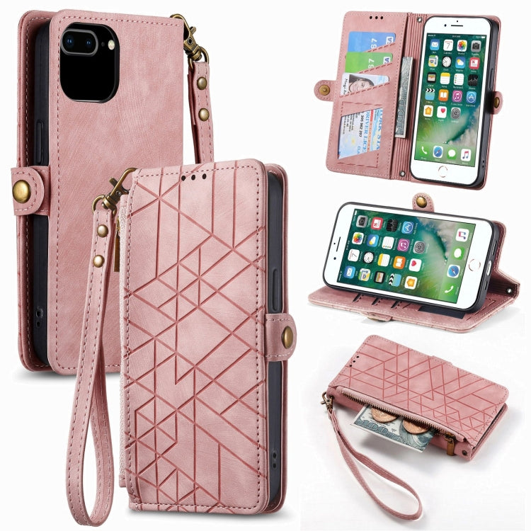 Geometric Zipper Wallet Side Buckle Leather Phone Case, Series 3