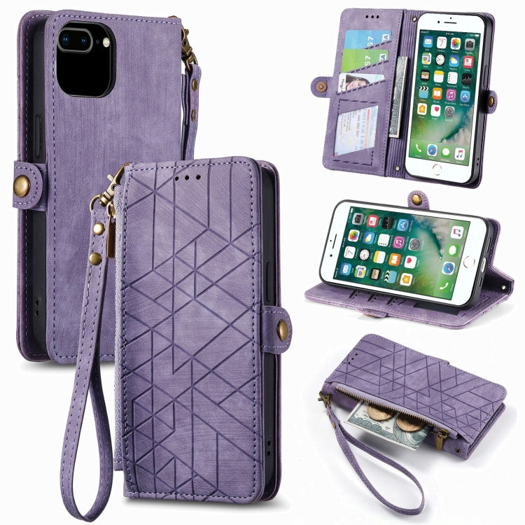 Geometric Zipper Wallet Side Buckle Leather Phone Case, Series 3