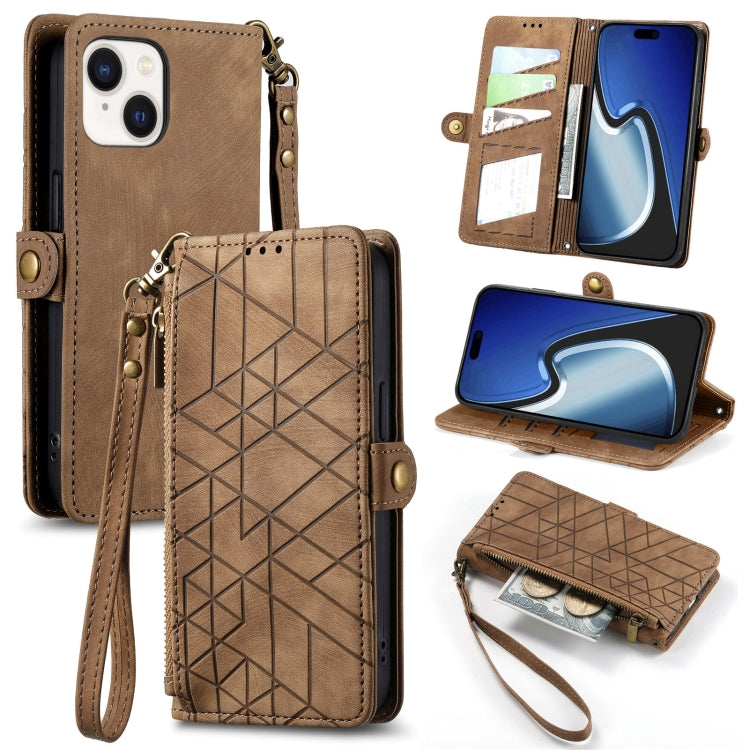 Geometric Zipper Wallet Side Buckle Leather Phone Case, Series 4