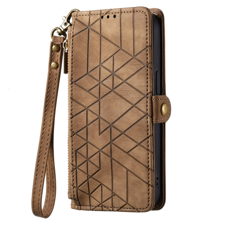 Geometric Zipper Wallet Side Buckle Leather Phone Case, Series 4