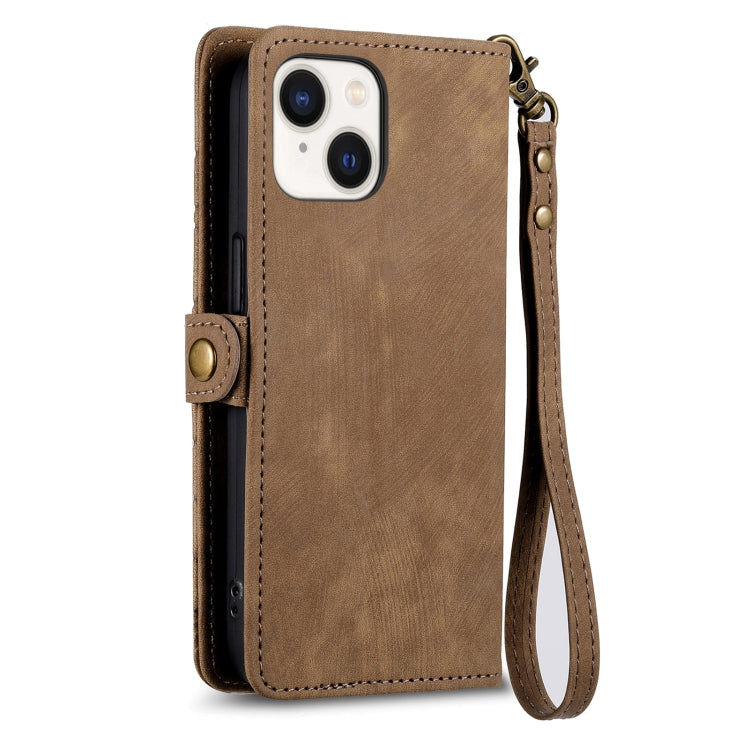 Geometric Zipper Wallet Side Buckle Leather Phone Case, Series 4