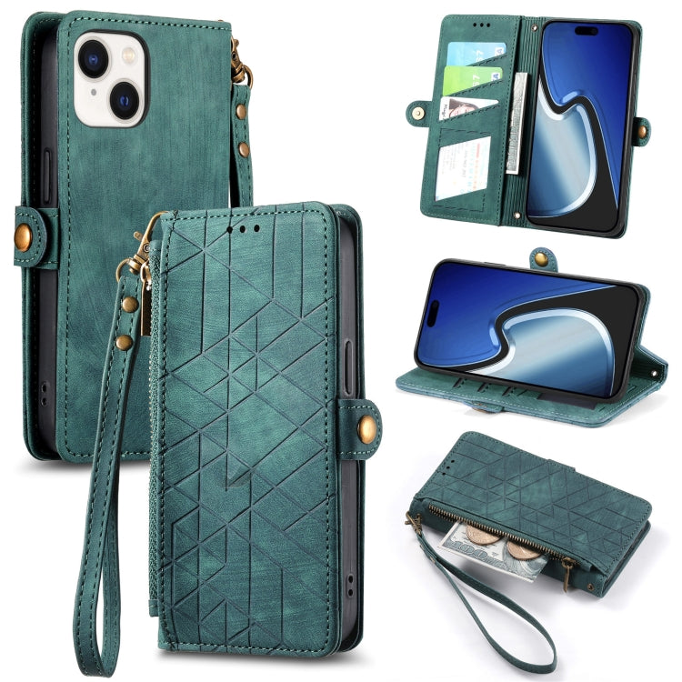 Geometric Zipper Wallet Side Buckle Leather Phone Case, Series 4