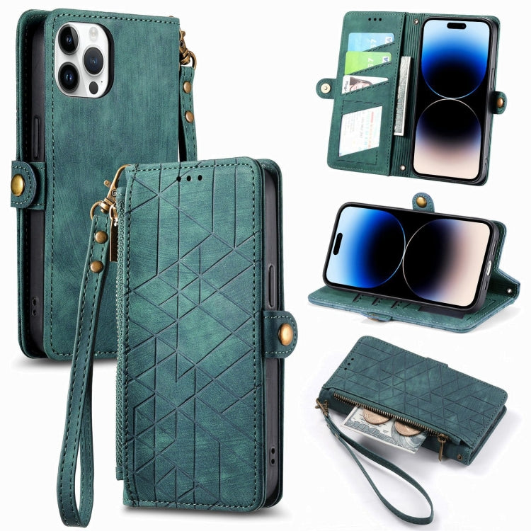 Geometric Zipper Wallet Side Buckle Leather Phone Case, Series 5