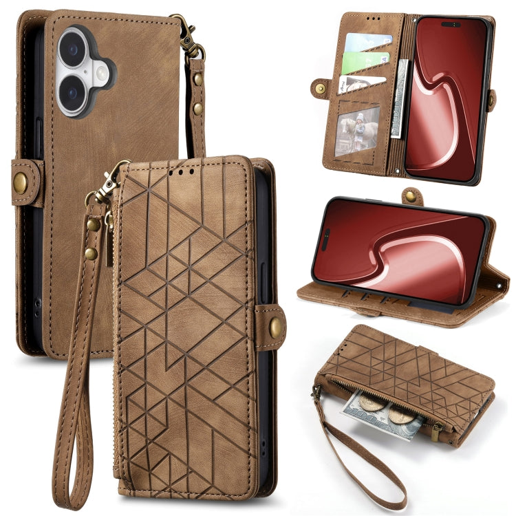 Geometric Zipper Wallet Side Buckle Leather Phone Case, Series 4