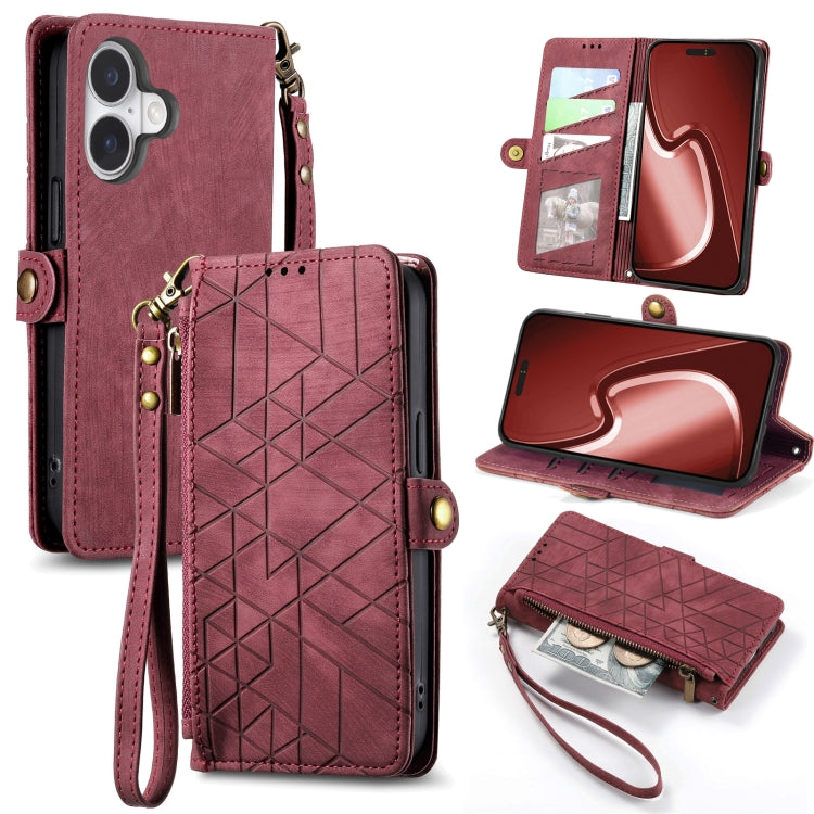 Geometric Zipper Wallet Side Buckle Leather Phone Case, Series 4