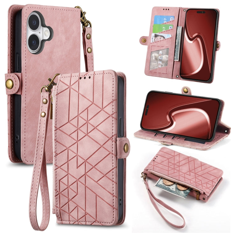 Geometric Zipper Wallet Side Buckle Leather Phone Case, Series 4