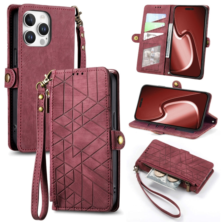 Geometric Zipper Wallet Side Buckle Leather Phone Case, Series 5