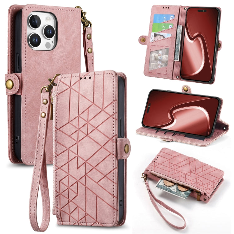 Geometric Zipper Wallet Side Buckle Leather Phone Case, Series 5