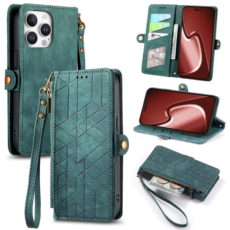 Geometric Zipper Wallet Side Buckle Leather Phone Case, Series 3