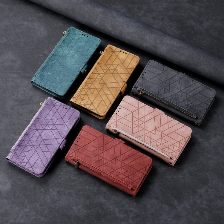 Geometric Zipper Wallet Side Buckle Leather Phone Case, Series 2