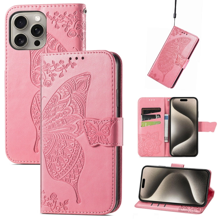 Butterfly Love Flower Embossed Leather Phone Case