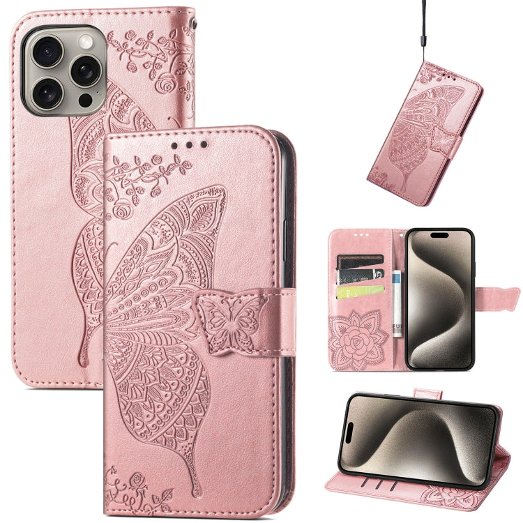 Butterfly Love Flower Embossed Leather Phone Case