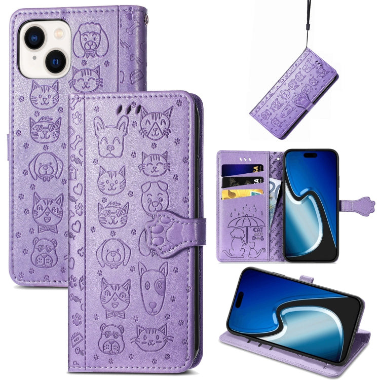 Cat and Dog Embossed Leather Phone Case, Series 2