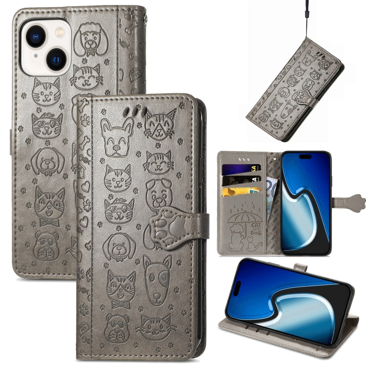 Cat and Dog Embossed Leather Phone Case, Series 1