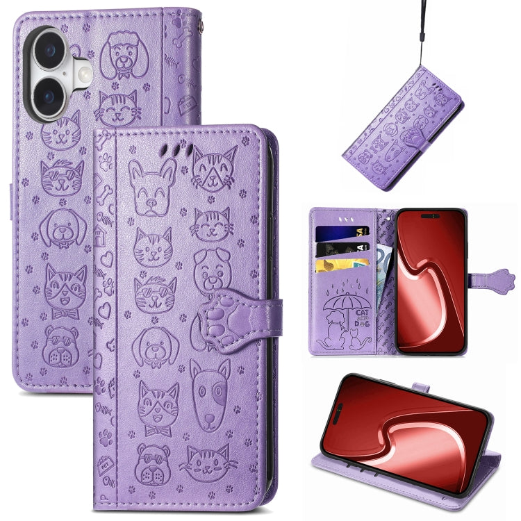 Cat and Dog Embossed Leather Phone Case, Series 1