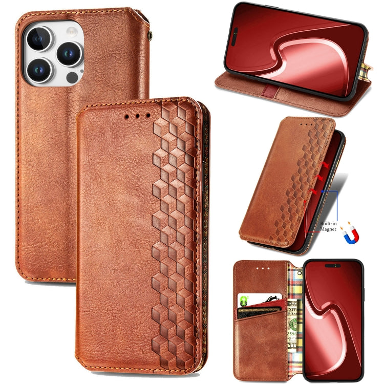 Cubic Grid Pressed Magnetic Leather Phone Case