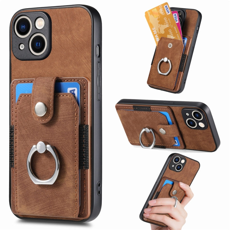 Retro Skin-feel Ring Card Wallet Phone Case, Series 1